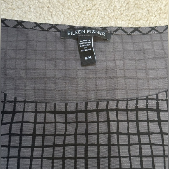 Eileen Fisher SET Black Gray M Top and S/P Pants Grid Pattern - Picture 3 of 16